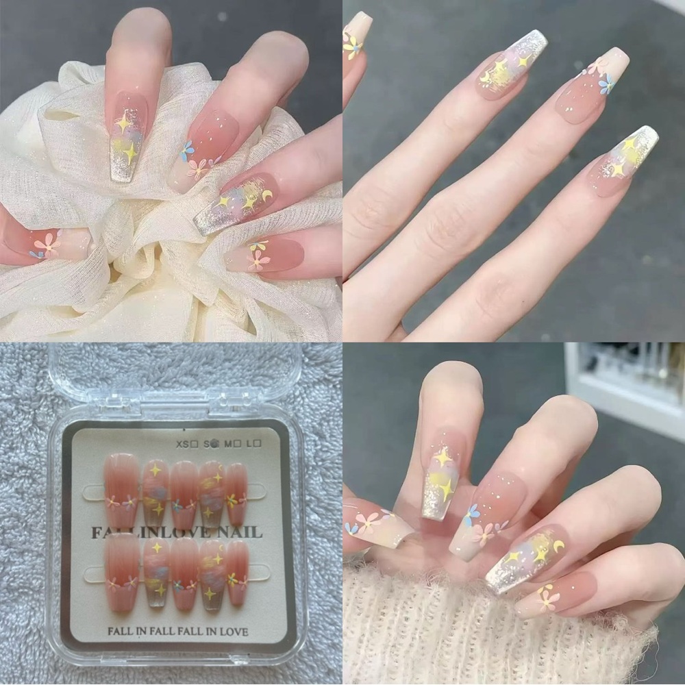Handmade flower press on nails